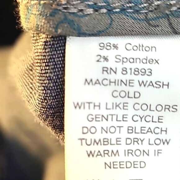 Motto Dark Wash Denim Top with Shirred Elastic, Hidden Snap Buttons, Size Small - Picture 11 of 11